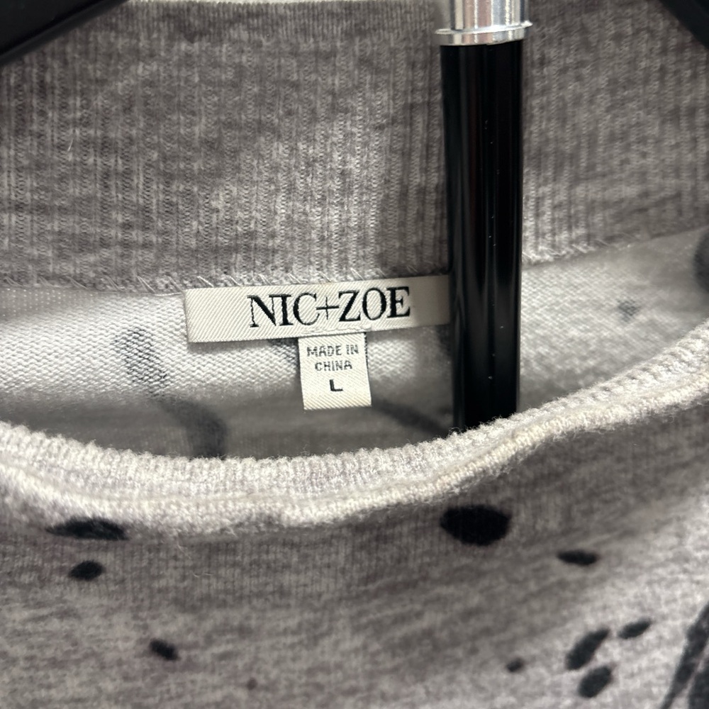 NIC+ZOE Gray Sweater with Black Spot Print - Picture 3 of 6